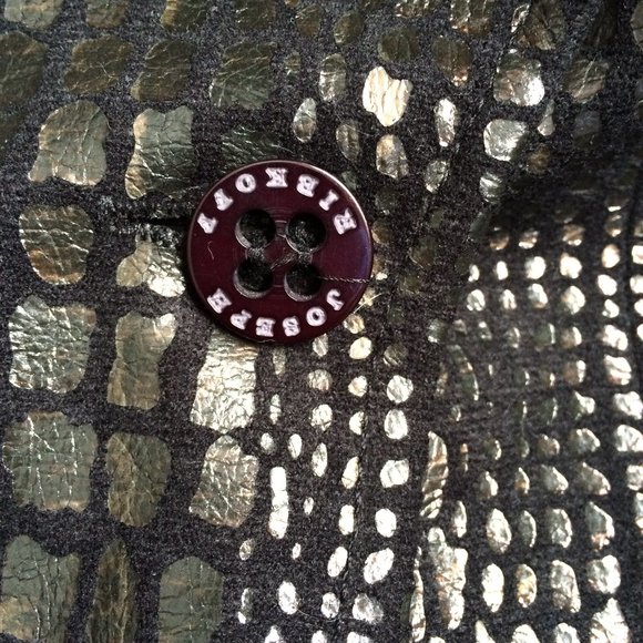 Joseph Ribkoff Jacket Sz 8 Black Reptile Snake Skin Pattern Belted Long Sleeve - Picture 6 of 9